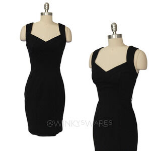 Vintage XOXO Black Dress Size S 7/8 Sweetheart LBD 90s Y2K Rockabilly Pin Up
